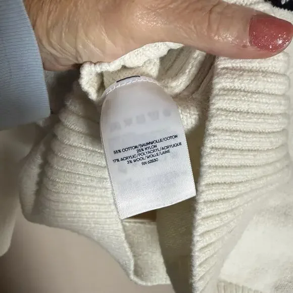 Lands End Sweater-Pullover-Fair Isle Turtleneck-Ivory, Cotton Blend-Medium - Picture 7 of 9